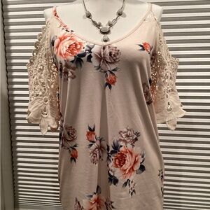 Floral Crochet Sleeve Blouse